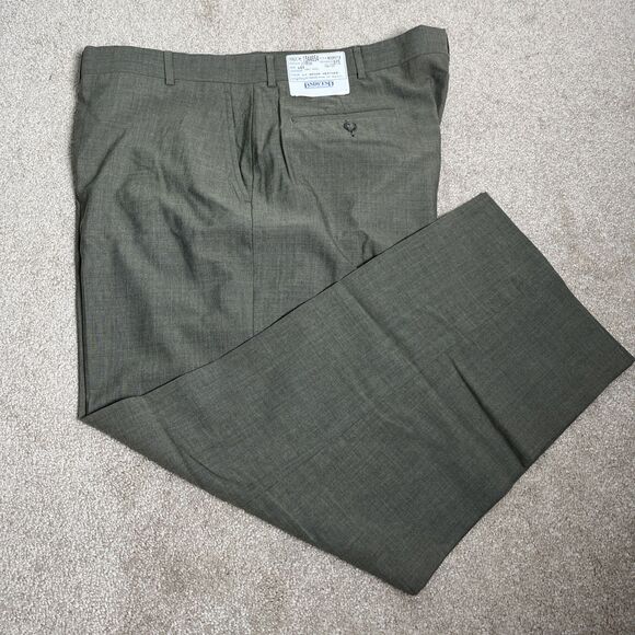 NWT VTG Lands' End Year Rounder Wool Trousers W44 L28-29 Brown Heather Mexico